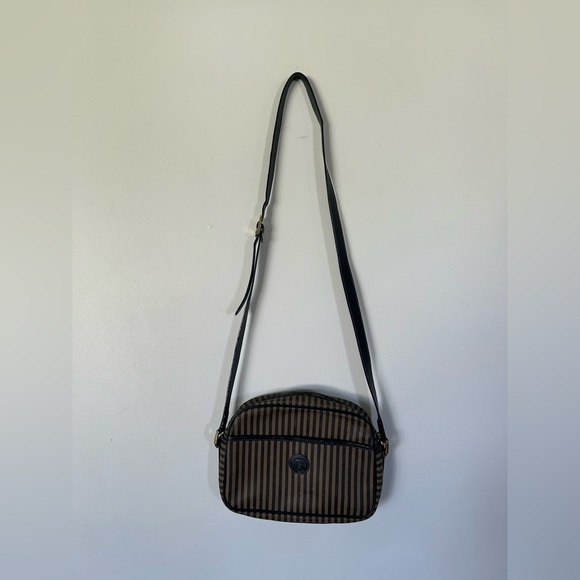 Vintage Fendi Crossbody Bag Striped canvas with leather crossbody strap - Picture 2 of 16